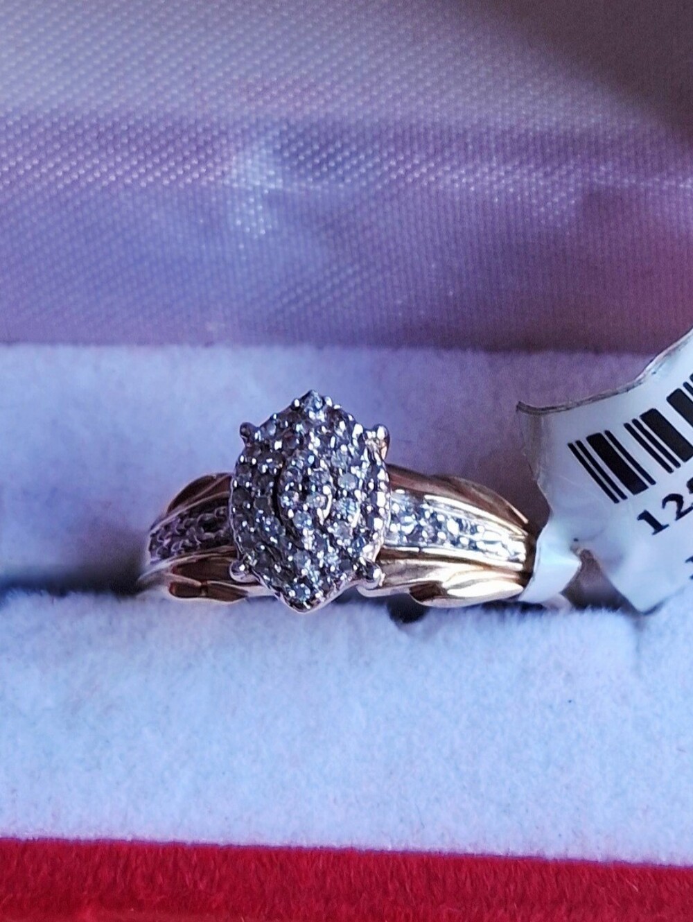 Cluster Round Cut Natural Diamond Accent 925 Sterling Silver Gold-Tone Size 7